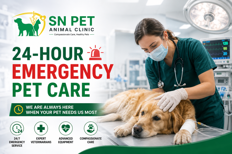 Emergency veterinarian providing immediate pet care services at SN Pet Animal Clinic in Nepal