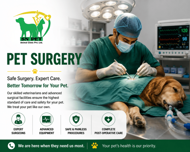 Experienced veterinarian performing safe pet surgery at SN Pet Animal Clinic in Nepal