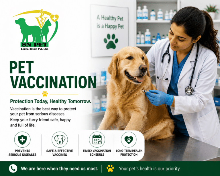Veterinarian providing pet vaccination services for dogs and cats at SN Pet Animal Clinic in Nepal