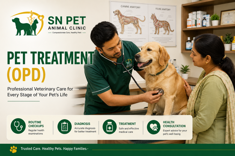 Veterinarian providing professional pet treatment and OPD consultation services at SN Pet Animal Clinic in Nepal